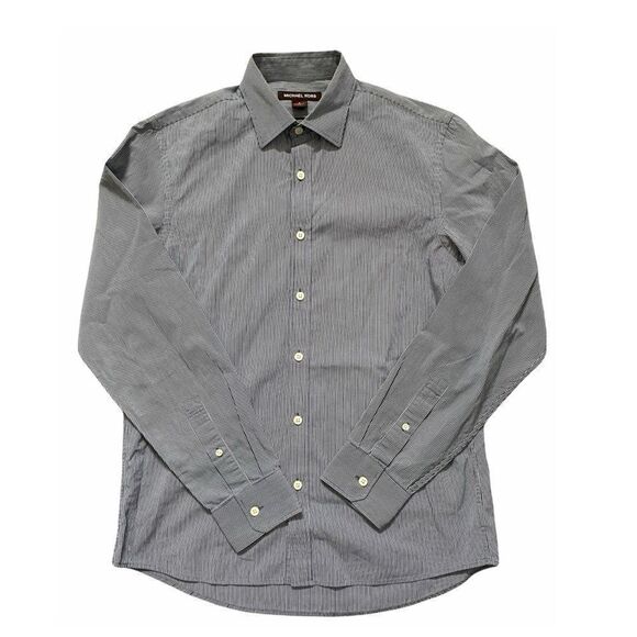 Michael Kors Men’s Tailored Fit Button Down Shirt Blue Gray Micro Stripe Small - Picture 2 of 8